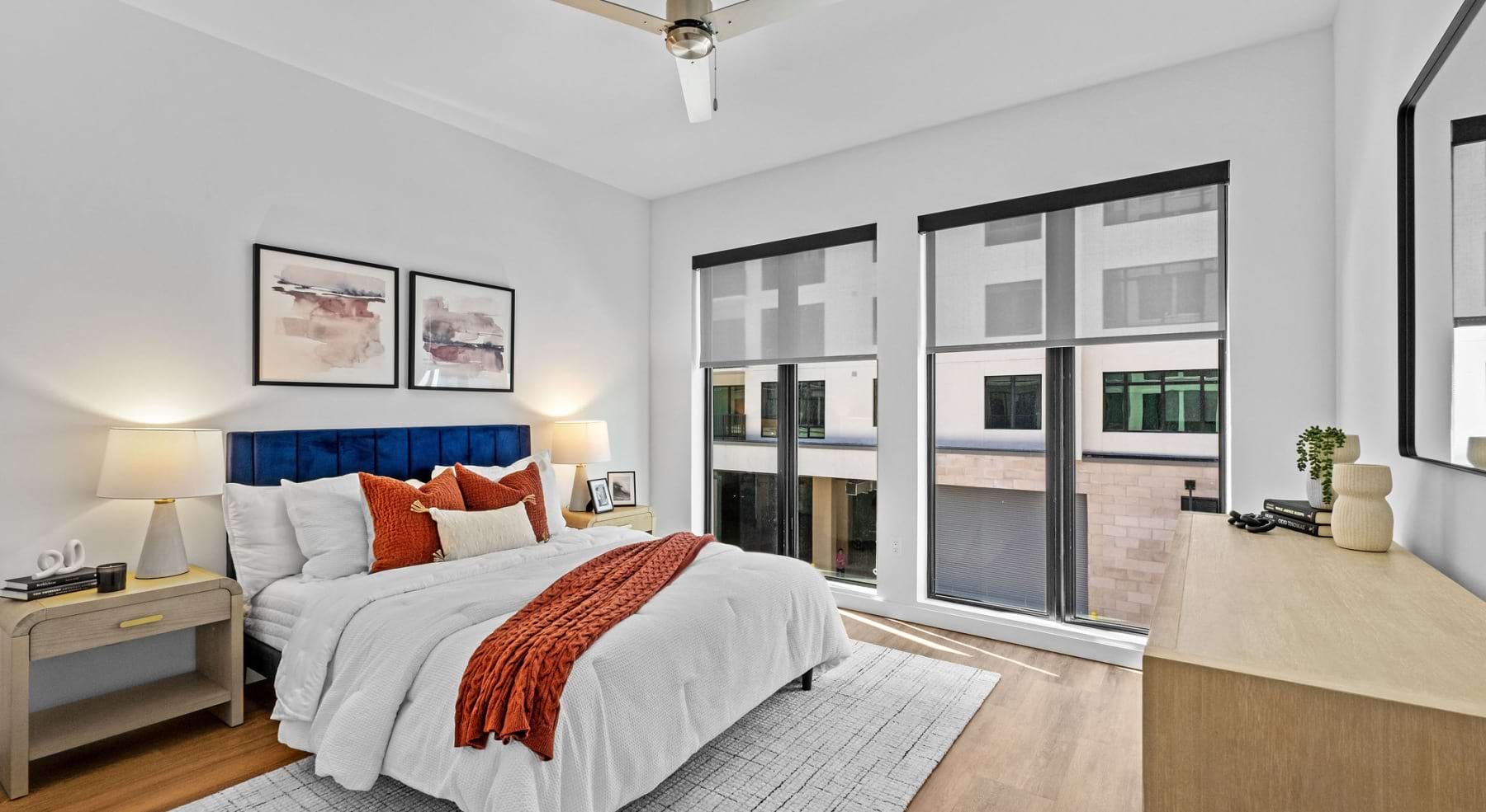 Plush Bedroom with Bed and Dresser