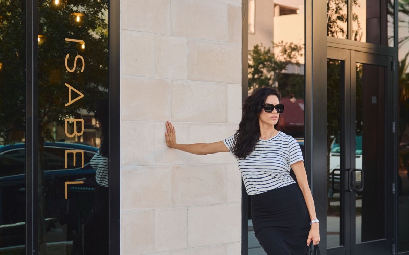 Because your morning matcha and evening plans should be steps, not miles, apart Woman Leaning Against Storefront