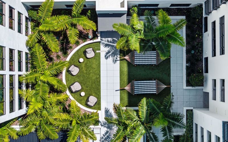 Aerial of Outdoor Lounge Space