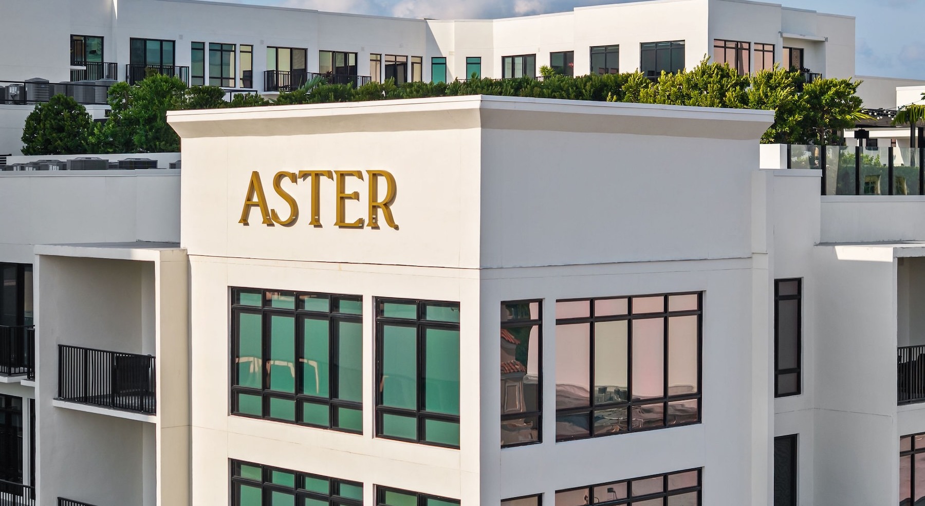 a large white building with a sign